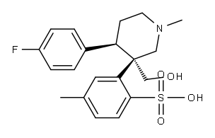 trans-(-)-4-(4-Fluorophenyl)-1-methyl-3-[(4-toluenesulfonyloxy)methyl]piperidine Structure