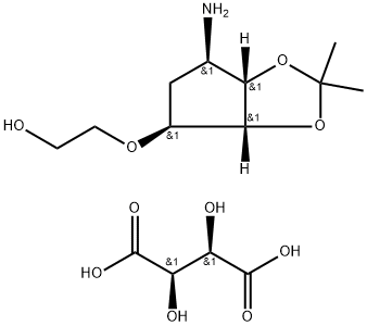 2-((3aR,4S,6R,6aS)-6-amino-2,2-dimethyltetrahydro-3aH-cyclopenta[d][1,3]dioxol-4-yloxy)ethanol L-tataric acid Structure