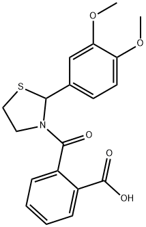 Benzoic acid, 2-[[2-(3,4-dimethoxyphenyl)-3-thiazolidinyl]carbonyl]- (9CI) Structure