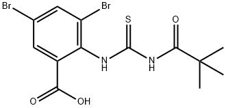 3,5-DIBROMO-2-[[[(2,2-DIMETHYL-1-OXOPROPYL)AMINO]THIOXOMETHYL]AMINO]-BENZOIC ACID Structure