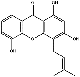 1,3,5-Trihydroxy-4-prenylxanthone Structure