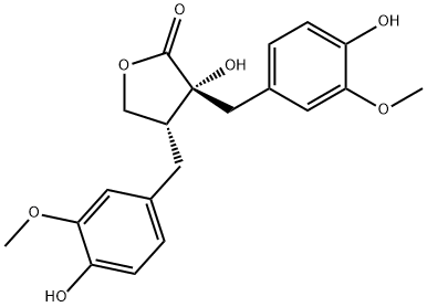 (3R)-3β,4α-Bis(3-methoxy-4-hydroxybenzyl)-3-hydroxytetrahydrofuran-2-one Structure