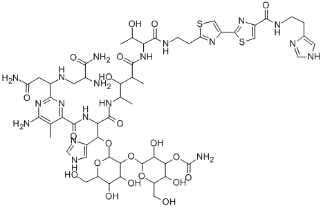 [2-[2-[2-[[6-amino-2-[1-[(2-amino-2-carbamoyl-ethyl)amino]-2-carbamoyl -ethyl]-5-methyl-pyrimidine-4-carbonyl]amino]-2-[[3-hydroxy-4-[[2-hydr oxy-1-[2-[4-[4-[2-(3H-imidazol-4-yl)ethylcarbamoyl]-1,3-thiazol-2-yl]- 1,3-thiazol-2-yl]ethylcarbamoyl]propyl]carbamoyl]pentan-2-yl]carbamoyl ]-1-(3H-imidazol-4-yl)ethoxy]-4,5-dihydroxy-6-(hydroxymethyl)oxan-3-yl ]oxy-3,5-dihydroxy-6-(hydroxymethyl)oxan-4-yl] carbamate Structure