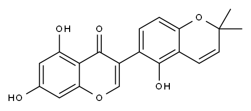 5,7-Dihydroxy-3-(5-hydroxy-2,2-dimethyl-2H-1-benzopyran-6-yl)-4H-1-benzopyran-4-one Structure