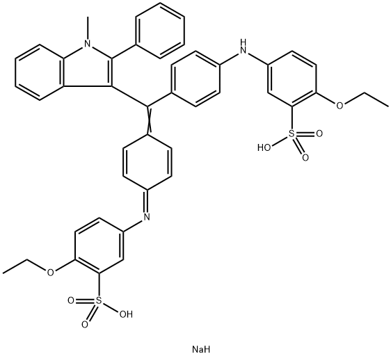 sodium hydrogen -2-ethoxy-5-[[4-[[4-[(4-ethoxy-3-sulphonatophenyl)amino]phenyl]-(1H-indol-3-yl-1-methyl-2-phenyl)methylene]-2,5-cyclohexadien-1-ylidene]amino]benzenesulphonate Structure