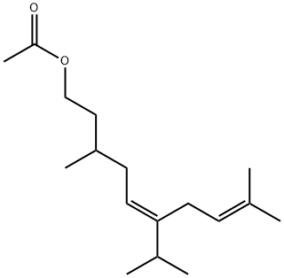 (E)-3,9-Dimethyl-6-isopropyl-5,8-decadien-1-ol acetate Structure