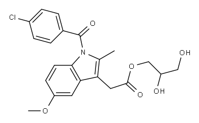 1H-Indole-3-acetic acid, 1-(4-chlorobenzoyl)-5-methoxy-2-methyl-,2,3-d ihydroxypropyl ester Structure