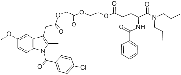 1H-Indole-3-acetic acid, 1-(4-chlorobenzoyl)-5-methoxy-2-methyl-, 2-(2 -((4-(benzoylamino)-5-(dipropylamino)-1,5-dioxopentyl)oxy)ethoxy)-2-ox oethyl ester, (+-)- Structure