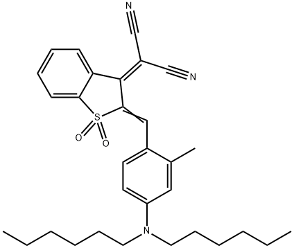 [2-[4-(dihexylamino)-2-methylbenzylidene]benzo[b]thien-3(2H)-ylidene]malononitrile S,S-dioxide Structure