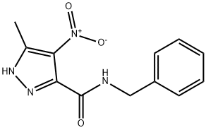 1H-Pyrazole-3-carboxamide, 5-methyl-4-nitro-N-(phenylmethyl)- Structure