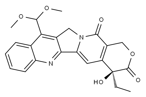 (S)-11-DiMethoxyMethyl-4-ethyl-4-hydroxy-1,12-dihydro-4H-2-oxa-6,12a
-diaza-dibenzo[b,h]fluorene-3,13-dione Structure