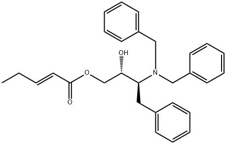 PENT-2-ENOIC ACID (2R,3S)-3-DIBENZYLAMINO-2-HYDROXY-4-PHENYLBUTYL ESTER Structure