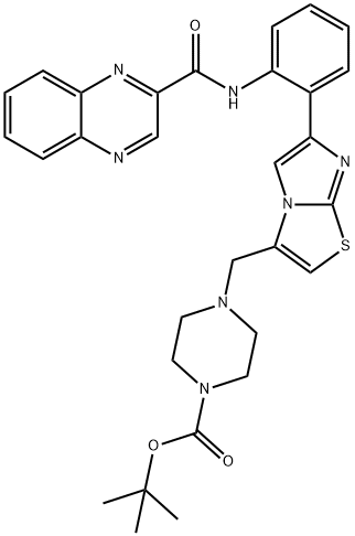 4-[[6-[2-[(2-QUINOXALINYLCARBONYL)AMINO]PHENYL]IMIDAZO [2,1-B]THIAZOL-3-YL]METHYL]-1-PIPERAZINECARBOXYLIC ACID 1,1-DIMETHYLETHYL ESTER Structure