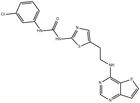 N-(3-Chlorophenyl)-N'-[5-[2-(thieno[3,2-d]pyrimidin-4-ylamino)ethyl]-2-thiazolyl]urea Structure