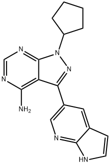 1-Cyclopentyl-3-(1H-pyrrolo[2,3-b]pyridin-5-yl)-1H-pyrazolo[3,4-d]pyrimidin-4-amine Structure