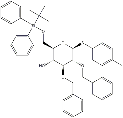B-D-Glucopyranoside,4-methylphenyl6-O-[(1,1-dimethylethyl)diphenylsilyl]-2,3-bis-O-(phenylmethyl)-1-thio- Structure