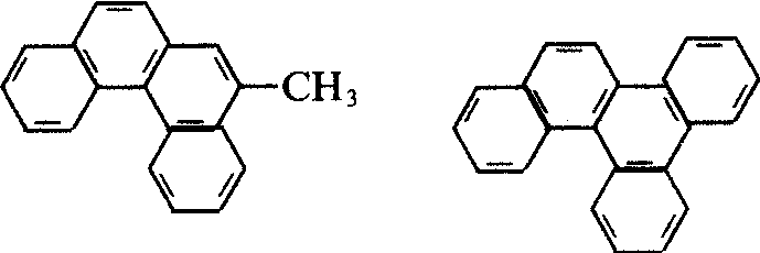 2-甲基-3，4-苯并菲和1，2，3，4-二苯并菲的分子结构式