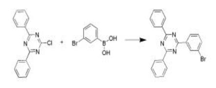 The synthetic step 1 of 2,4-Diphenyl-6-[3-(4,4,5,5-tetramethyl-1,3,2-dioxaborolan-2-yl)phenyl]-1,3,5-triazine.