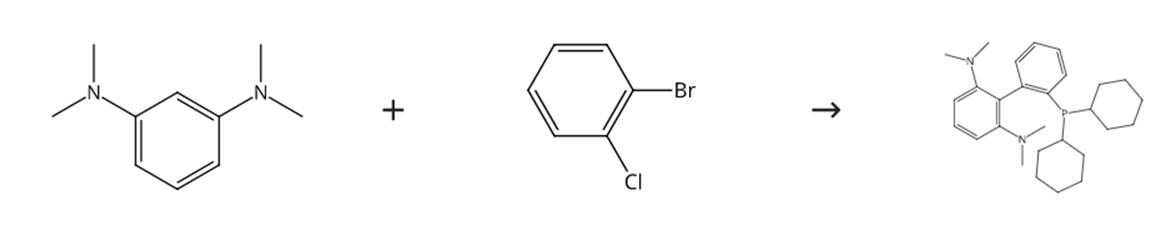 图2 2-二环己基膦-2'6'-双(N,N-二甲胺基)-1,1'-联苯的合成路线