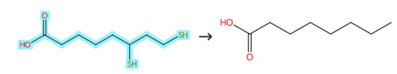 (+/-)-二氢硫辛酸的脱硫反应