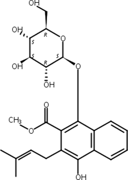 1,4-dihydroxy-2-carbomethoxy-3-prenylnaphthalene-1-O-β-D-glucopyranoside