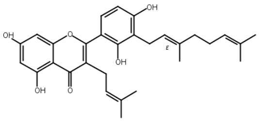 3′-牻牛儿基-3-异戊烯基-5,7,2′,4′-四羟基黄酮