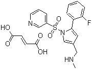 CAS 登录号：1260141-27-2, TAK 438, 5-(2-氟苯基)-N-甲基-1-(3-吡啶基磺酰基)-1H-吡咯-3-甲胺富马酸盐