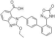 CAS 登录号：147403-03-0, 阿齐沙坦, 2-乙氧基-1-[[2'-(4,5-二氢-5-氧代-1,2,4-恶二唑-3-基)联苯-4-基]甲基]苯并咪唑-7-羧酸