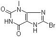 CAS 登录号：93703-24-3, 8-溴-3-甲基-3,7-二氢嘌呤-2,6-二酮, 8-溴-3-甲基黄嘌呤