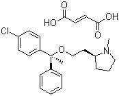 CAS 登录号：14976-57-9, 富马酸氯马斯汀, (R-(R*,R*))-1-甲基-2-(2-(1-(4-氯苯基)-1-苯乙氧基)乙基)-吡咯烷 (E)-2-丁烯二酸盐