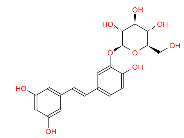 曲札芪苷，白皮杉醇-3'-O-葡萄糖苷，94356-26-0，Piceatannol-3'-O-glucoside