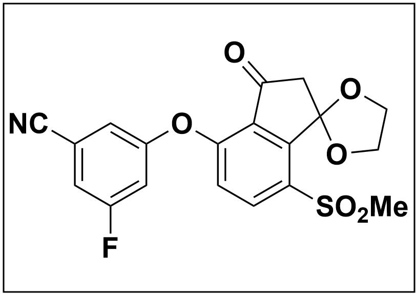 1672668-41-5 3-fluoro-5-((7-(methylsulfonyl)-3-oxo-2,3-dihydrospiro[indene-1,2'-[1,3]dioxolan]-4-yl)oxy)benzonitrile