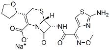 CAS 登录号：141195-77-9， 钠(6R,7R)-7-[[(2Z)-2-(2-氨基-1,3-噻唑-4-基)-2-甲氧基亚氨基乙酰基]氨基]-8-氧代-3-[(2S)-四氢呋喃-2-基]-5-硫杂-1-氮杂双环[4.2.0]辛-2-烯-2-羧酸酯