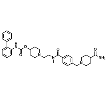 864750-70-9   1-(2-(4-((4-氨甲酰基哌嗪-1-基)甲基)-N-甲基苯甲酰氨基)乙基)哌啶-4-基[1,1'-联苯]-2-基氨基甲酸酯 