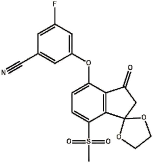 3-氟-5-(7'-(甲基磺酰基))-3'-氧代-2',3'-二氢螺[[1,3]二氧戊环-2,1'-茚]-4'-基氧基)苄腈