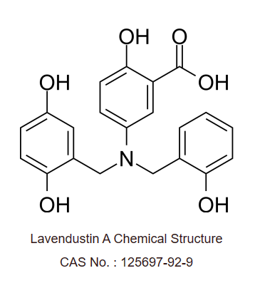 Lavendustin A (RG-14355) 是一种有效，选择性和 ATP 竞争性的表皮生长因子受体 (EGFR) 酪氨酸激酶抑制剂