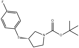 (S)-3-(4-Fluoro-phenylsulfanyl)-pyrrolidine-1-carboxylic acid tert-butyl ester Structure