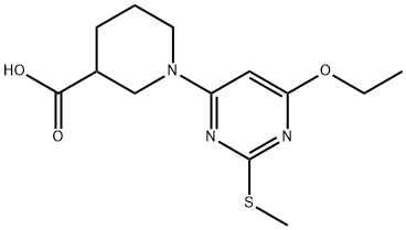 1-(6-Ethoxy-2-Methylsulfanyl-pyriMidin-4-yl)-piperidine-3-carboxylic acid 구조식 이미지