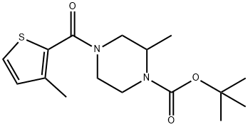 2-Methyl-4-(3-methyl-thiophene-2-carbonyl)-piperazine-1-carboxylic acid tert-butyl ester Structure