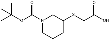 3-CarboxyMethylsulfanyl-piperidine-1-carboxylic acid tert-butyl ester 구조식 이미지