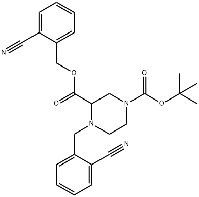 4-(2-Cyano-benzyl)-piperazine-1,3-dicarboxylic acid 1-tert-butylester 3-(2-cyano-benzyl) ester Structure
