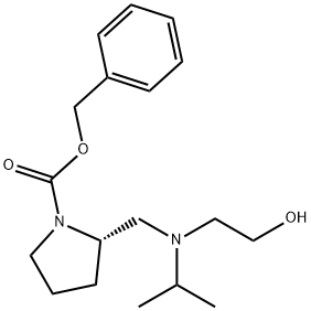 (S)-2-{[(2-Hydroxy-ethyl)-isopropyl-aMino]-Methyl}-pyrrolidine-1-carboxylic acid benzyl ester 구조식 이미지