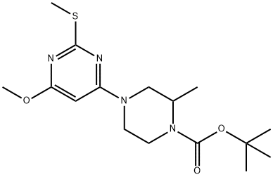 4-(6-메톡시-2-메틸설파닐-피리미딘-4-일)-2-메틸-피페라진-1-카복실산tert-부틸에스테르 구조식 이미지