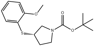 (S)-3-(2-Methoxy-phenylsulfanyl)-pyrrolidine-1-carboxylic acid tert-butyl ester Structure