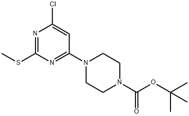 4-(6-Chloro-2-methylsulfanyl-pyrimidin-4-yl)-piperazine-1-carboxylic acid tert-butyl ester Structure