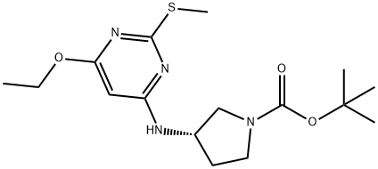 (S)-3-(6-Ethoxy-2-Methylsulfanyl-pyriMidin-4-ylaMino)-pyrrolidine-1-carboxylic acid tert-butyl ester Structure