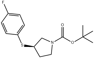 (R)-3-(4-Fluoro-phenylsulfanyl)-pyrrolidine-1-carboxylic acid tert-butyl ester Structure