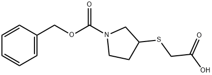 3-CarboxyMethylsulfanyl-pyrrolidine-1-carboxylic acid benzyl ester 구조식 이미지