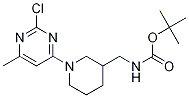 [1-(2-Chloro-6-methyl-pyrimidin-4-yl)-piperidin-3-ylmethyl]-carbamic acid tert-butyl ester 구조식 이미지