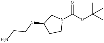 (R)-3-(2-AMino-ethylsulfanyl)-pyrrolidine-1-carboxylic acid tert-butyl ester 구조식 이미지